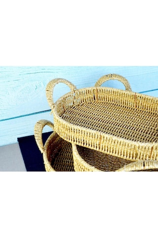 Lüks Şıklık Oval Plastik Saplı 3'lü Tepsi