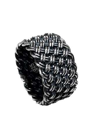 Oltutaşımarket Tamamen El Yapımı Hasır Örgü Gümüş Yüzük Alyans 13 MM