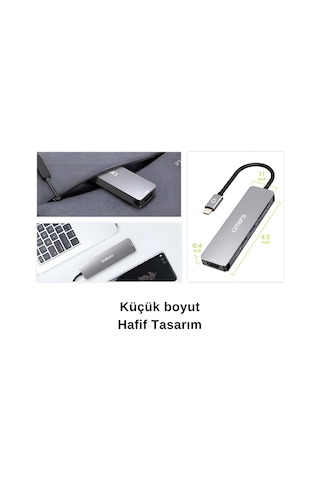 Omars 6 OMHUBSG2U6PLX-1 Port Type-C Usb 3.1 Pd 4K HDMI SD/TF Kart Uyumlu Hub Dönüştürücü Adaptör