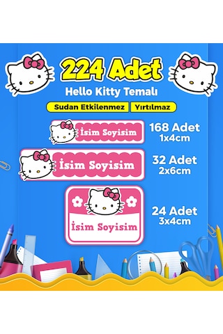 Okul Kreş Kişiye Özel İsim Etiket Seti Hello Kitty Temalı - Model 5 Çok Renkli