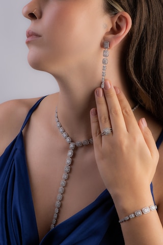 Baget Rüzgarı 18 Ayar Beyaz Altın Kaplama Gümüş Gerdanlık Beyaz