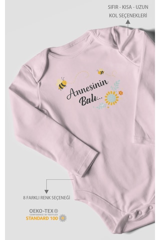 Morivokids Annesinin Balı Uzun Kollu Bebek Body %100 Pamuk Bebe Pembe