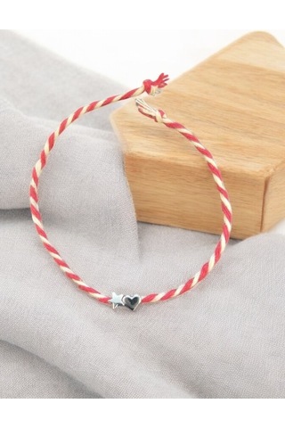 Marteniçka Kalp Ve Yıldız Gri Şans Bileklik Seti 2 Adet Çok Renkli