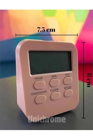 Öğrenci Ders Çalışma Saati Kronometreli Araç Saati Mutfak Bozdolabı Magnet Saat Zamanlayıcı Pembe Açık
