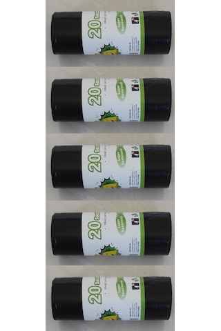 Siyah Çöp Poşeti 50x60 Cm 20'li Rulo, 5 Rulo 100 Adet