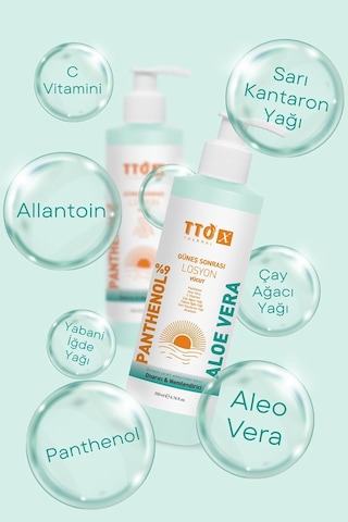Tto X Aloe Vera Losyon Güneş Sonrası Bakım, Nemlendirici, Ferahlatıcı, Yatıştırıcı 200 Ml