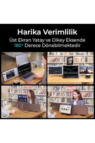 NPO NPM680 14" FHD 1080p IPS Type-C Taşınabilir Dizüstü 3lü Monitör Çoklayıcı Notebook Monitör