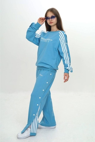 Unisex Çocuk 2 İplik Çıtçıtlı Alt&üst Eşofman Takımı %100 Pamuk Rahat Kalıp-299-eşt-0006 Mavi