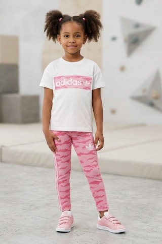 Noble Kids Kız Çocuk Logo Baskılı Tişört Ve Tayt Takım Fuşya