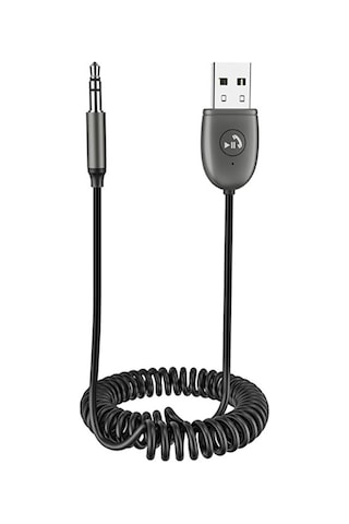 Go Des Gd-bt27 Spiral Kablo Tasarımlı Aux Bluetooth Adaptör V5.1 Siyah