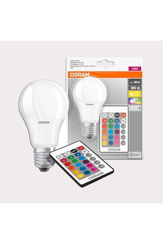 Osram 9 W E27 Dimmerli Uzaktan Kumandalı Led Ampul RGB
