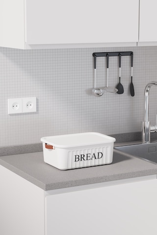 Kapaklı Plastik Ekmek Kutusu , Kulplu , Dekoratif Ekmek Saklama Kutusu , Ekmeklik Beyaz