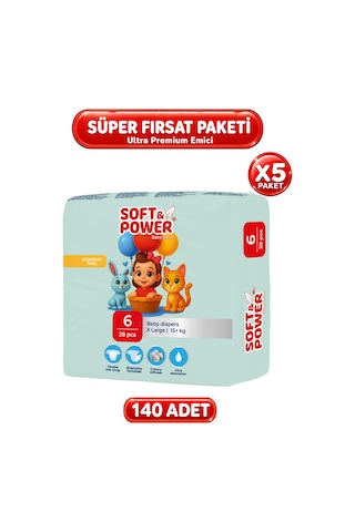 Bebek Bezi No:6 Xlarge 15-25 Kg 28'li 5 Paket 6 Numara