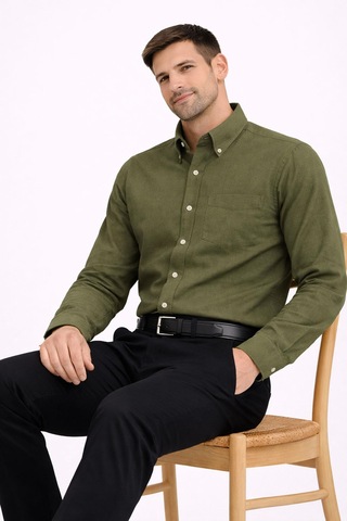 Dormen Uzun Kol Klasik Erkek Regular Fit Gömlek 7607 Haki
