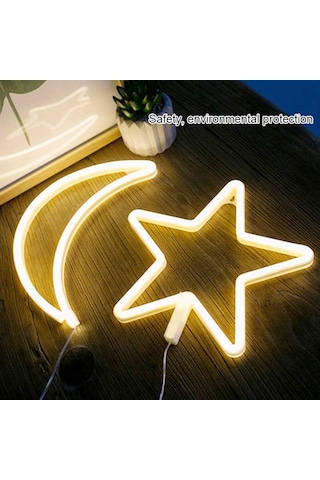Konesam Yıldız Şekilli Led Neon Işık - Usb/aa Pil İle Ev Dekorasyonu, Odalar, Parti Ve Hediyelik Işık Pil Yok Diğer