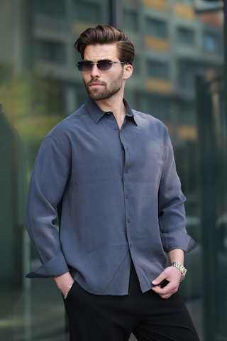 Madmext Füme Basic Uzun Kollu Erkek Gömlek E6762 Füme