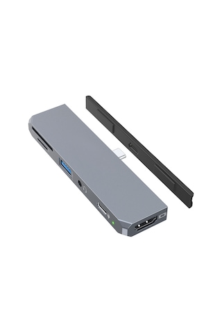 Springsun İpad Uyumlu Pro 2018 İçin 6-1 Usb-c Hub: 4k Hdmı, 60w Pd Şarj, Usb 3.0, Sd/tf Kart Okuyucu, 3.5mm Ses Portu - Alüminyum Gümüş