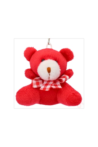 Pelüş Ayıcık Anahtarlık, 6,5 Cm X 6,5 Cm - Kırmızı