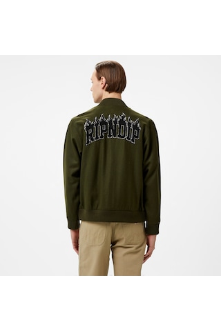 Ripndip Fire Spirit Varsity Erkek Yeşil Ceket Düz Rndfal24102 Yeşil