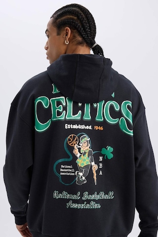 DeFactoFit NBA Boston Celtics Oversize Geniş Kalıp Kapüşonlu Sırt Baskılı Kalın Sweatshirt D6690AX25SPBK82