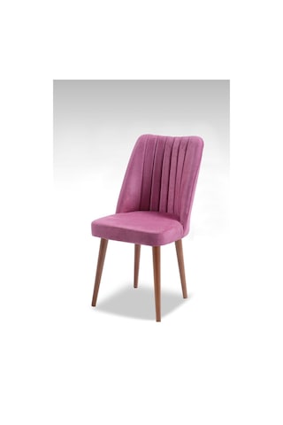 Polo Sandalye - Jerika Pembe - Ahşap Ceviz Ayak 2 Adet - Salon Sandalyesi / Mutfak Sandalyesi Gülkurusu