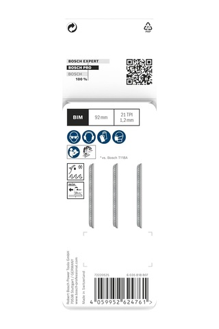 3x Pro Metal Medium T121afc Dekupaj Testere Bıçağı Çelik Saclar, Çelik Saclar, Uzunluk 92 Mm, Professional Aksesu