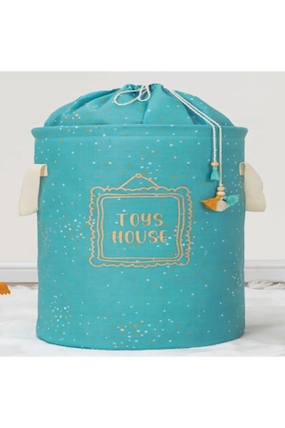 Bebek Yuvarlak Torbalı Sepet Kirli Torbası Mavi