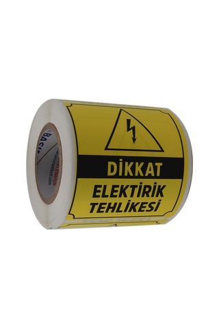 Dikkat Elektirik Tehlikesi Etiketi 70mm X 80mm Ruloda 250 Adet