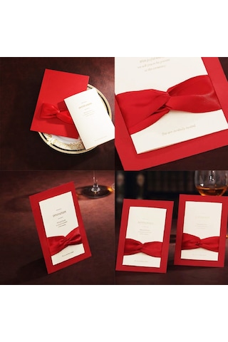 Mufunye 10 Adet Kurdeleli Düğün Davetiyeleri Zarflı Düğün Gelin Duşu Nişan Tebrik Kartı Yıldönümü Sevgililer Günü Doğum Günü Annesi Karısı Aşıklar