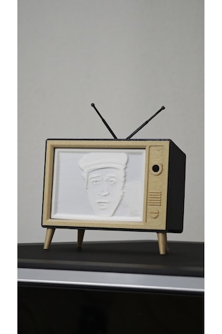 Morfem3d Özelleştirilebilir Retro Tv Görünümlü Aydınlatmalı Litofan Type-c Girişli Özel Tasarım Siyah - Beyaz