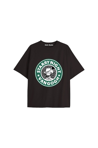 Kalic Studio Unisex Van Gogh Baskılı Oversize Tshirt Siyah-86 Kalic Studio Unisex Van Gogh Baskılı Oversize Tshirt Siyah-86