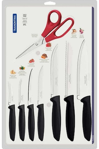 29899-438 Plenus 8 Parça Bıçak Seti Siyah - Kırmızı