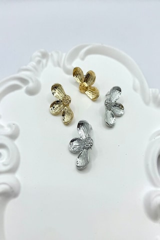 Kadın Küpe 3 Cm Yarım Çiçek Model Küpe Gümüş