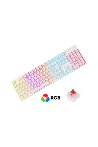 Beyaz Rgb Kırmızı Switch Q Gaming Tam Mekanik Kablolu Oyuncu Klavyesi Bkb4