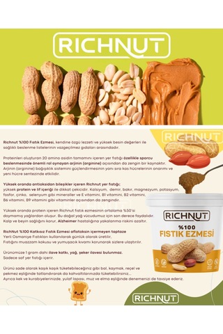 %100 Fıstık Ezmesi Katkısız, Şekersiz 300gr