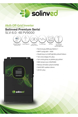 Solinved 6.0 Kw Mppt Off-grıd Inverter 6000w, 48v/ 60-450vdc, Slv-6000-48