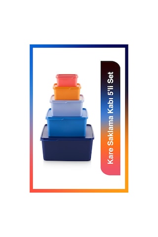 Tupperware Kare Saklama Kabı 5'li Set