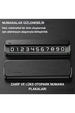 Polham Deri Ve Metal Araç İçi Geçici Park Telefon Numaratörü, Gizlenebilir Numaratör, Manyetik Numaralı 1 Adet
