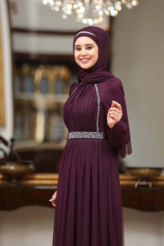 Melisma Efsane Tesettür Abiye Mor
