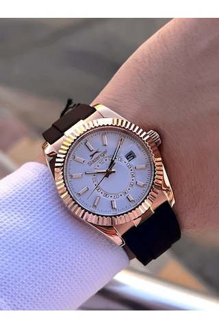 Slazenger Silikon Kordon İç Fonksiyonları Aktif 10 Atm Suya Dayanıklı Erkek Kol Saati Esl.09.2514.03 Rose Gold