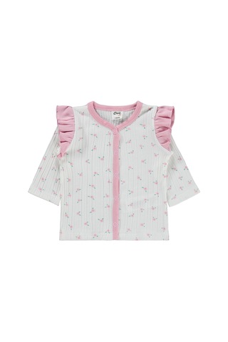 Civil Baby Çiçek Empirme Fırfırlı 1-9 Ay Pijama Takımı - Ekru