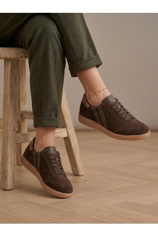 Venüs 2609920k Kadın Hakiki Süet Deri Çizgili Sneaker Ayakkabı Kahve