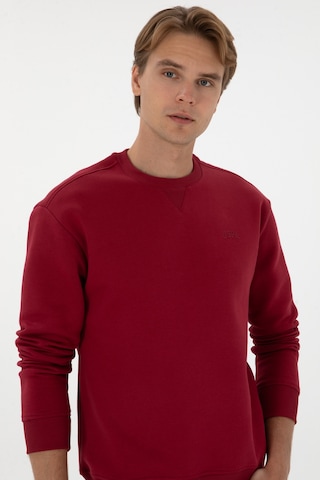 U.S. Polo Assn. Erkek Comfort Fit Bisiklet Yaka Şardonlu Koyu Frambuaz Basic Sweatshirt 50313757-VR104