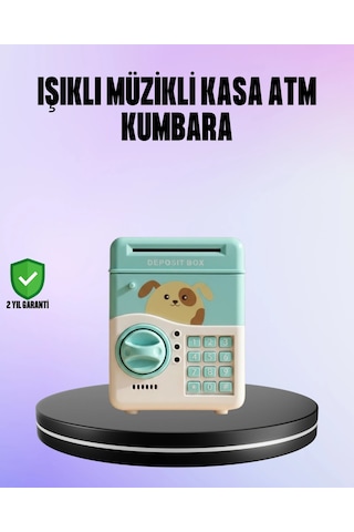 Su Yeşili Elektronik Şifreli Atm Tasarımlı Para Biriktirme Kumbarası Düz Renkli