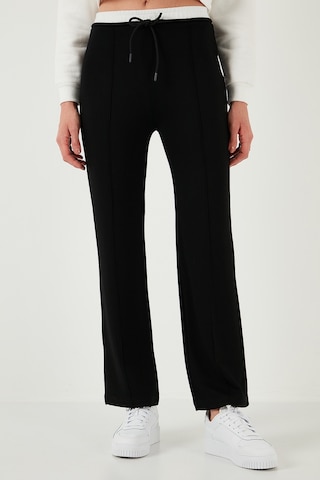 Lela Streç Slim Fit Yüksek Bel Geniş Paça Çimalı Bayan Eşofman Altı 5866078 Siyah