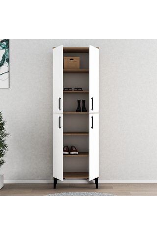 Ferniso Mobilya 4 Kapak 6 Bölmeli Ayakkabılık Ud-beyaz Beyaz