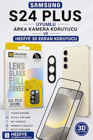 Samsung S24 Plus Uyumlu Arka Kamera Koruyucu+ Full Ekran Koruyucu Si Yah