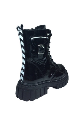 Ortopedikal Turkuaz Filet % 100 Deri Ortopedik Kız Çocuk Bot Parlak Siyah