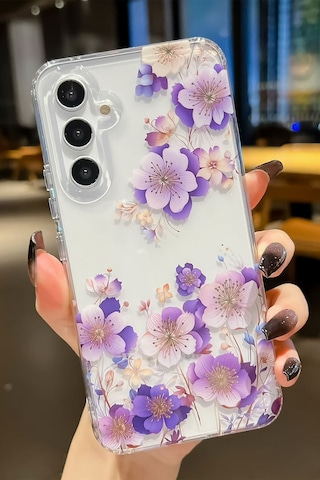 Samsung Galaxy Uyumlu S24 Kılıf Solmayan Imd Baskı Desenli, Şeffaf Tpu+pc Botanik Kapak