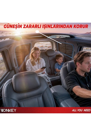 Wonkey - Araba Yan Cam Perdesi, Oto Perde, Otomobil Yan Cam Güneşliği Sineklik, Araç İçi Arka Cam Güneşlik, Uv Korumalı Güneş Engelleyici, Otomobil Anne Bebek Emzirme Perdesi 2 Adet